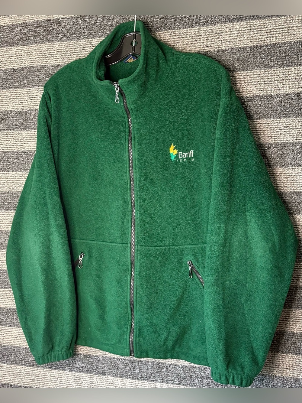 Vintage 90’s Banff Forum Forest Green Full-Zip Fleece Jacket Men’s Large EUC